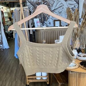 Lush Knit Cable Crop Top in Beige